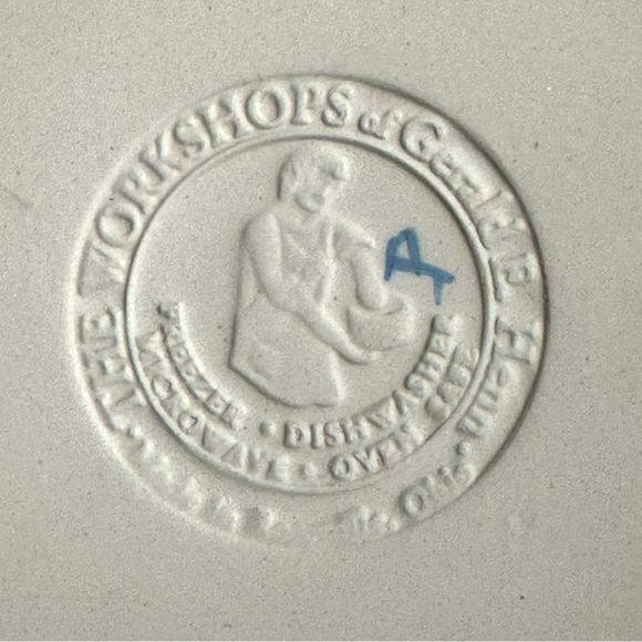 RARE Signed Vtg Gerald Henn Workshops Blue Sponge ware 9.5” Round Vegetable Bowl - Picture 8 of 9